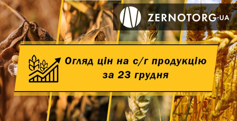 Ціни на с/г продукцію — огляд за 23 грудня від Zernotorg.ua