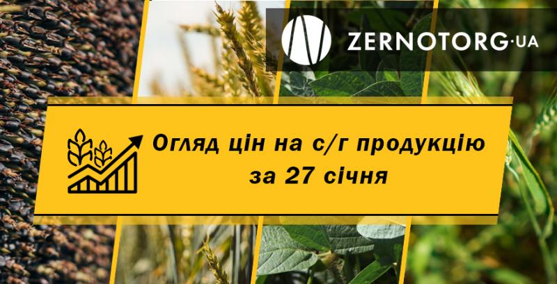 Ціни на с/г продукцію — огляд за 27 січня від Zernotorg.ua