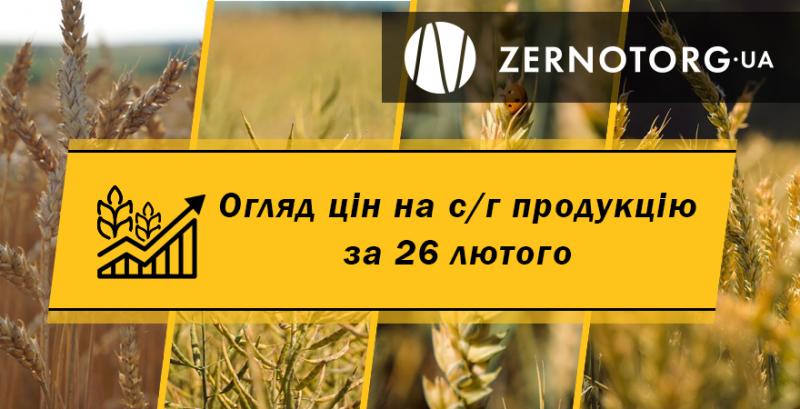 Ціни на с/г продукцію — огляд за 26 лютого від Zernotorg.ua