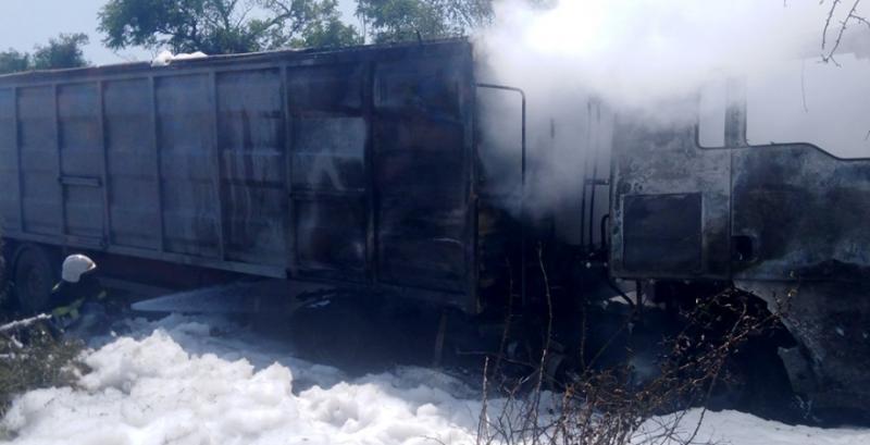 На Миколаївщині на полі з горохом згорів вантажний автомобіль