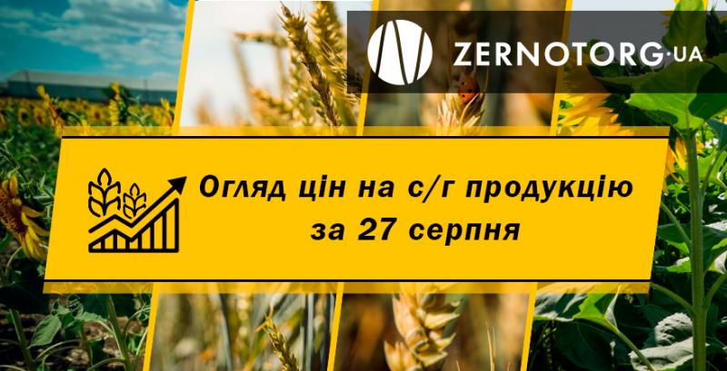 Ціни на зернові та олійні — огляд за 27 серпня від Zernotorg.ua