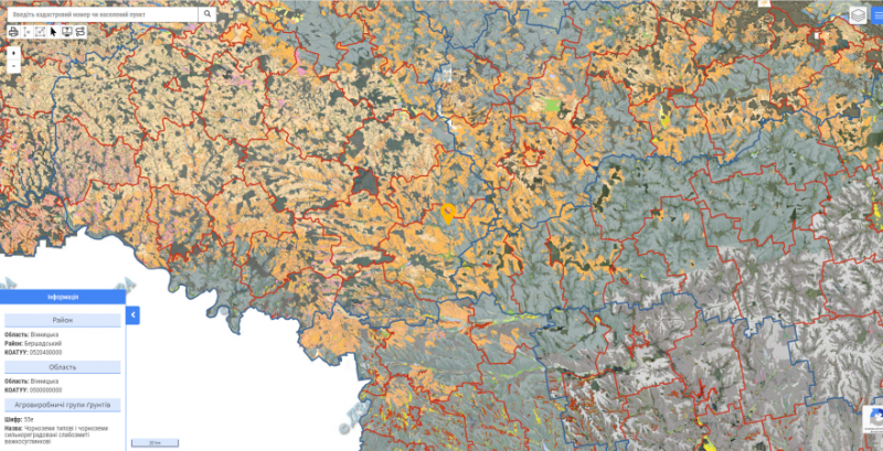 На кадастровій карті з’явились дані щодо меж агровиробничих груп ґрунтів