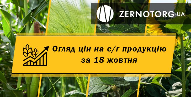 Ціни на зернові та олійні — огляд за 18 жовтня від Zernotorg.ua